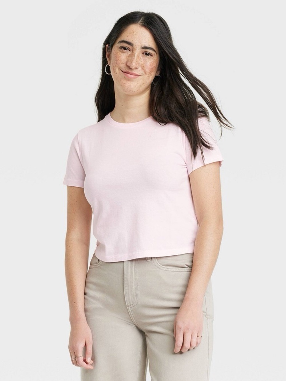 Universal Thread Pale Pink Cropped Crewneck Tee